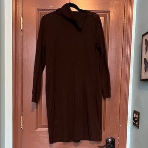 Ralph Lauren Brown Button Neck Turtleneck Dress XL